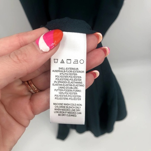 DRESS THE POPULATION Gracelyn Pine Blouson High Slit Maxi Dress Size Large NEW - Picture 7 of 14